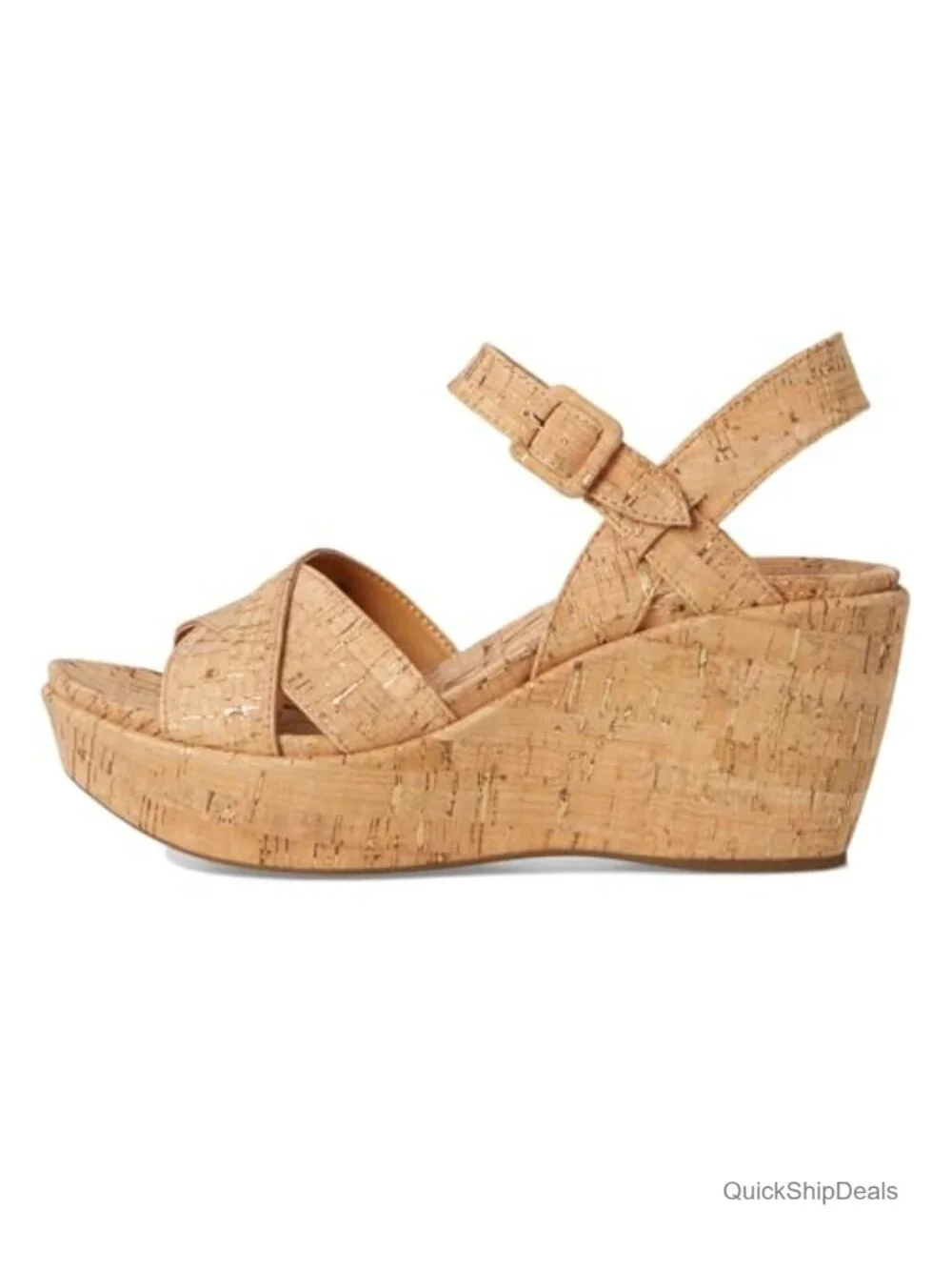 Full Grain Leather Wedge Sandals with Cork Base